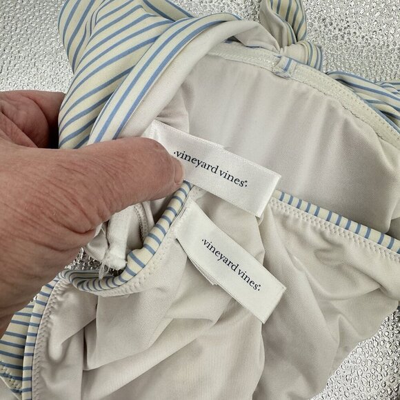 VINEYARD VINES 2 piece bikini swimsuit strapless bandeau padded cups blue XS M - Picture 8 of 10